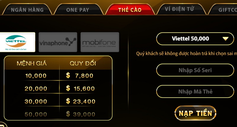 Cách nạp rút tiền đơn giản tại game bài Ric