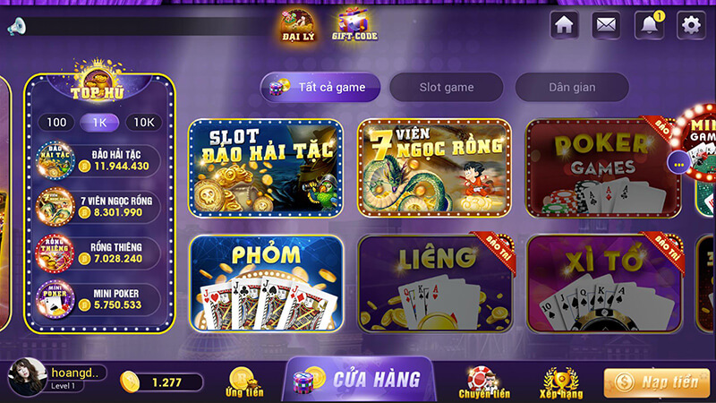 1) Các tựa game có tại cổng game 69